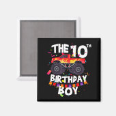 Monster Truck 10th Birthday Boy Funny 10 Years Old マグネット (正面/裏面)