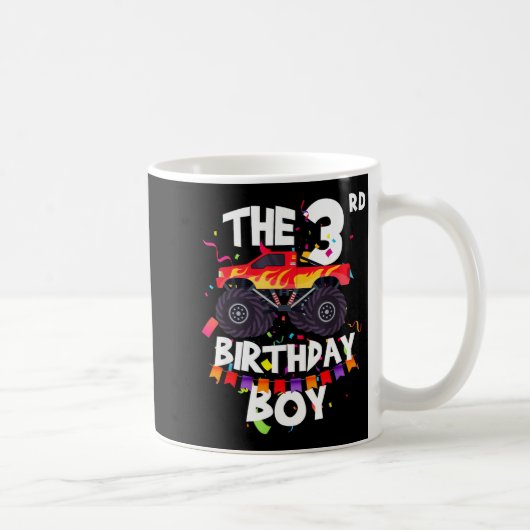 Monster Truck 3rd Birthday Boy Funny 3 Years Old B コーヒーマグカップ (右)