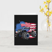 Monster Truck 4th Of July Shirt Boys American Flag カード (黄色い花)