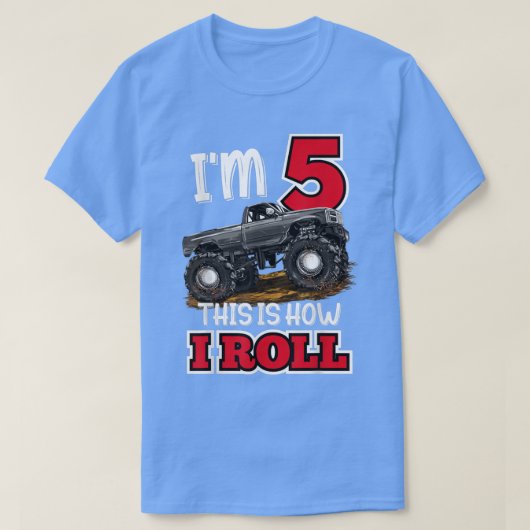 Monster Truck 5th Birthday Funny 5 Year Old Birthd Tシャツ (デザイン正面)