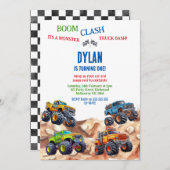 Monster Truck Bash Boy Birthday Invitation 招待状 (正面/裏面)