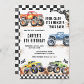 Monster Truck Bash Boy Birthday Invitation 招待状 (正面/裏面)