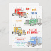 Monster Truck Bash Boy Birthday Invitation 招待状 (正面/裏面)