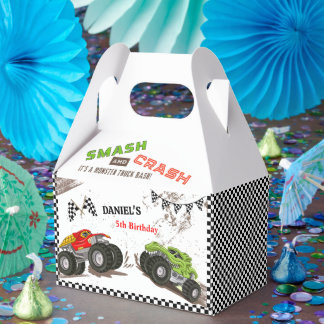 Monster truck bash cool modern smash birthday フェイバーボックス