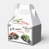Monster truck bash cool modern smash birthday フェイバーボックス (正面サイド)