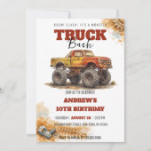 Monster Truck Bash Vintage Rusty Truck Birthday  招待状 (正面)