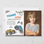 Monster truck birthday bash kids cool fun modern サンキューカード (正面)