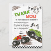 Monster truck birthday bash kids cool modern  サンキューカード (正面)