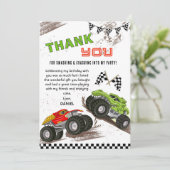Monster truck birthday bash kids cool modern  サンキューカード (スタンド正面)