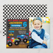 Monster Truck Birthday Bash Photo 招待状 (正面/裏面)