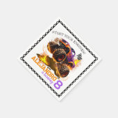 Monster Truck Birthday Fire Flames スタンダードカクテルナプキン (角)