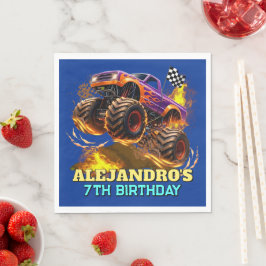 Monster Truck Birthday Fire Flames スタンダードランチョンナプキン