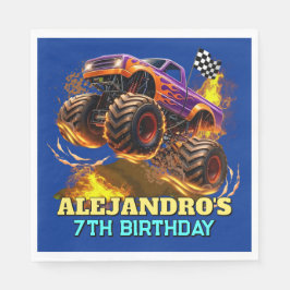 Monster Truck Birthday Fire Flames スタンダードランチョンナプキン