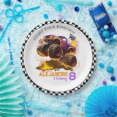 Monster Truck Birthday Fire Flames  ペーパープレート (パーティー)