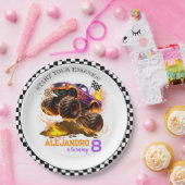 Monster Truck Birthday Fire Flames  ペーパープレート (パーティー)