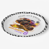 Monster Truck Birthday Fire Flames  ペーパープレート (アングル)