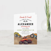 Monster Truck Birthday Invitation, Smash and Crash 招待状 (正面)