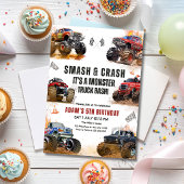 Monster Truck Birthday Party Smash Crash Truck Boy 招待状