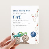 Monster Truck & Bowling Birthday Party  招待状