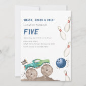 Monster Truck & Bowling Birthday Party  招待状 (正面)