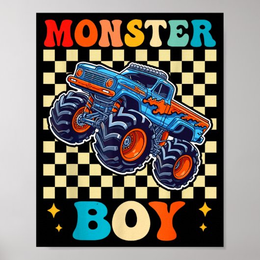 Monster Truck Boy Family Matching Monster Trucks B ポスター (正面)