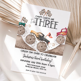 Monster Truck Can't catch me, I am three birthday  招待状