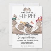 Monster Truck Can't catch me, I am three birthday  招待状 (正面)