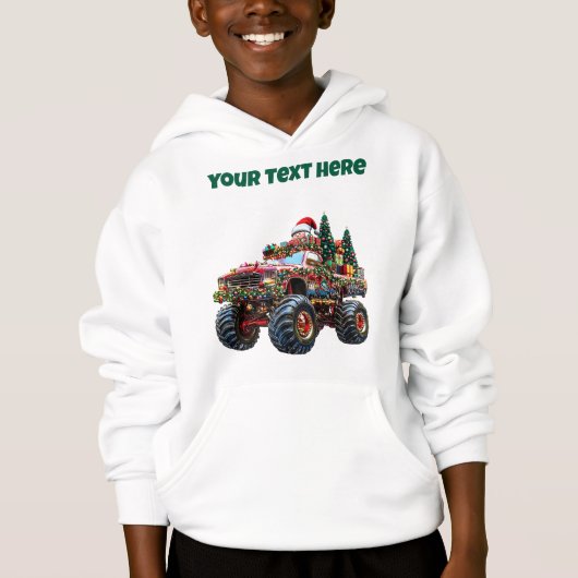 Monster Truck Christmas – Editable Boys’ Hoodie (正面)