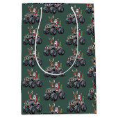 Monster Truck Christmas Santa Holiday Kids ミディアムペーパーバッグ (正面)