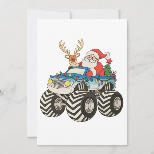 Monster Truck Christmas Santa Reindeer Festive シーズンカード (正面)