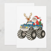 Monster Truck Christmas Santa Reindeer Festive シーズンカード (正面/裏面)