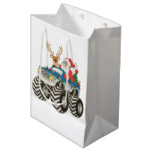 Monster Truck Christmas Santa Reindeer Festive ミディアムペーパーバッグ (正面アングル)