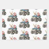 Monster Truck Christmas Santa Reindeer Festive ラッピングペーパーシート (正面)