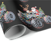 Monster Truck Christmas Santa Reindeer Holiday  ラッピングペーパー (ロールコーナー)