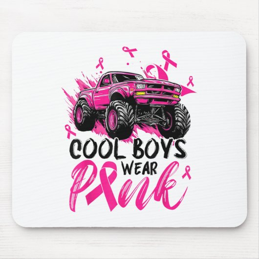 Monster Truck Cool Boys Wear Nk Breast Cancer Awar マウスパッド (正面)