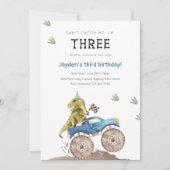 Monster Truck & Dinosaur 3rd Birthday Party 招待状 (正面)
