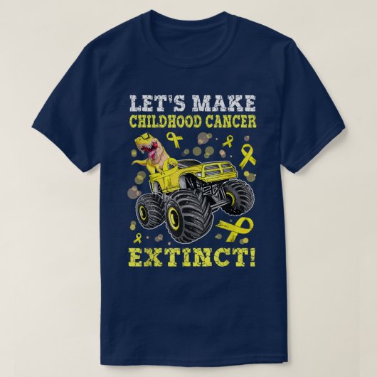 Monster Truck Dinosaur Childhood Cancer Awareness  Tシャツ (デザイン正面)