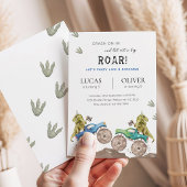 Monster Truck & Dinosaur Siblings Joint Birthday 招待状