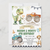 Monster truck dinosaur theme invitation 招待状 (正面)
