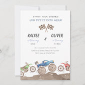 Monster Truck & Dirt Bike Joint Birthday Party 招待状 (正面)