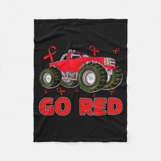 Monster Truck February Heart Disease Awareness Mon フリースブランケット (正面)