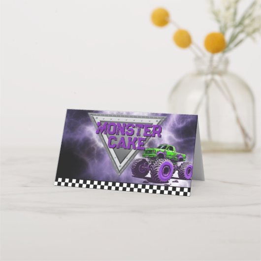 Monster Truck Food Label Tent プレイスカード (正面)