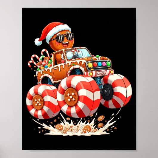 Monster Truck Gingerbread Man Christmas  ポスター (正面)
