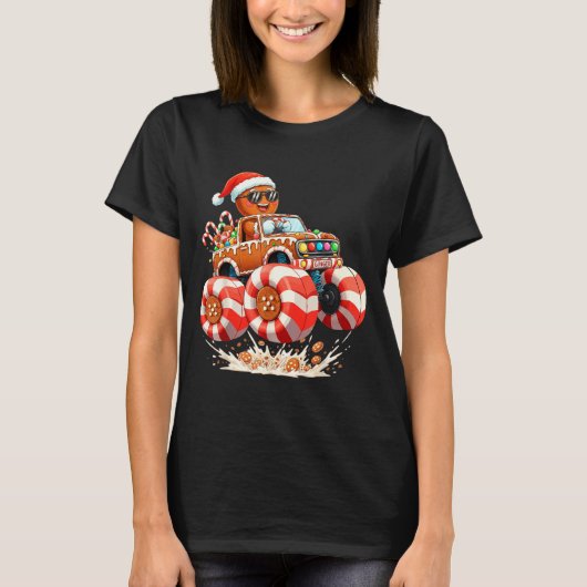 Monster Truck Gingerbread Man Christmas  Tシャツ (正面)