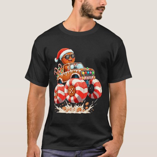 Monster Truck Gingerbread Man Christmas  Tシャツ (正面)