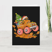 Monster Truck Gingerbread Man Funny Christmas Baki カード (正面)