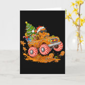 Monster Truck Gingerbread Man Funny Christmas Baki カード (黄色い花)
