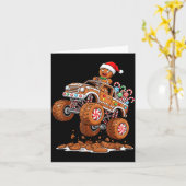 Monster Truck Gingerbread Man Funny Christmas Baki カード (黄色い花)