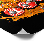 Monster Truck Gingerbread Man Funny Christmas Baki ポスター (角)