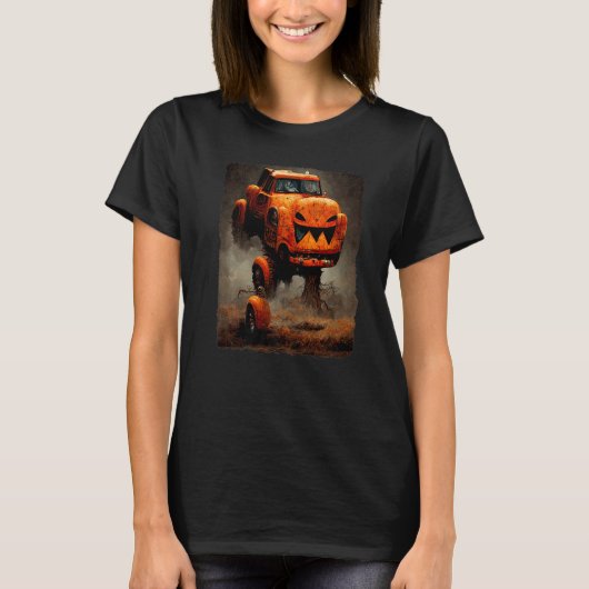 Monster Truck Halloween Costume Scary Spooky Pumpk Tシャツ (正面)